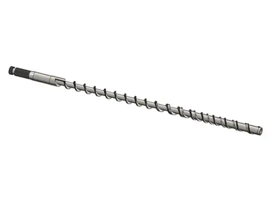Injection moulding screw with barrier-open profile