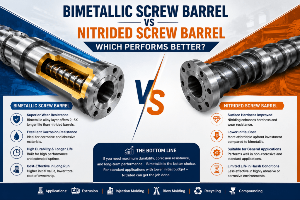 Bimetallic screw barrel vs Nitrided screw barrel | Kaivanya Extrusion Technik | Kaivanya Extrusion Technik
